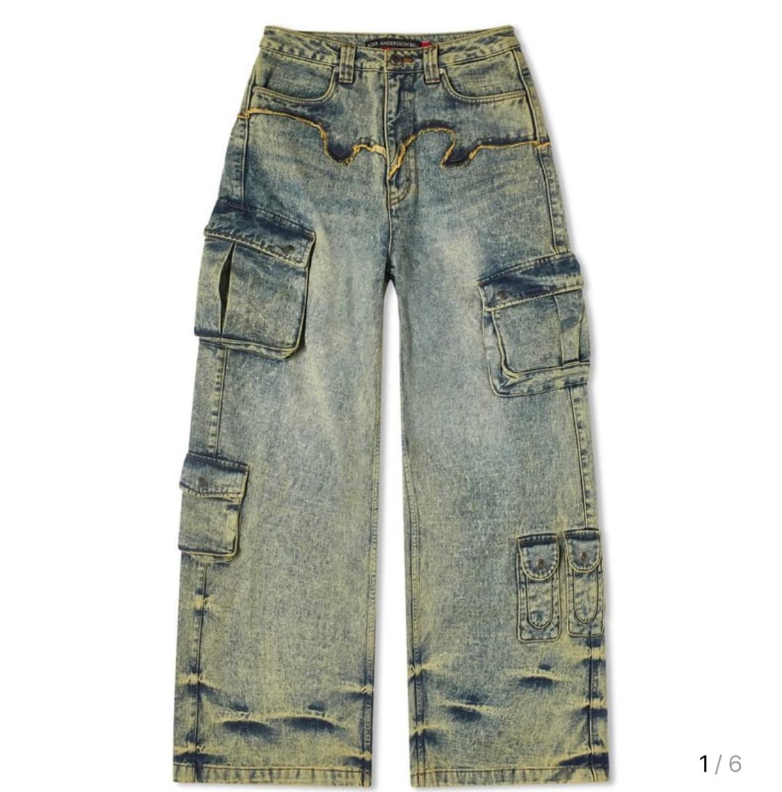 앤더슨벨 시미즈 데님 카고 진 COATED YELLOW 상품이미지1