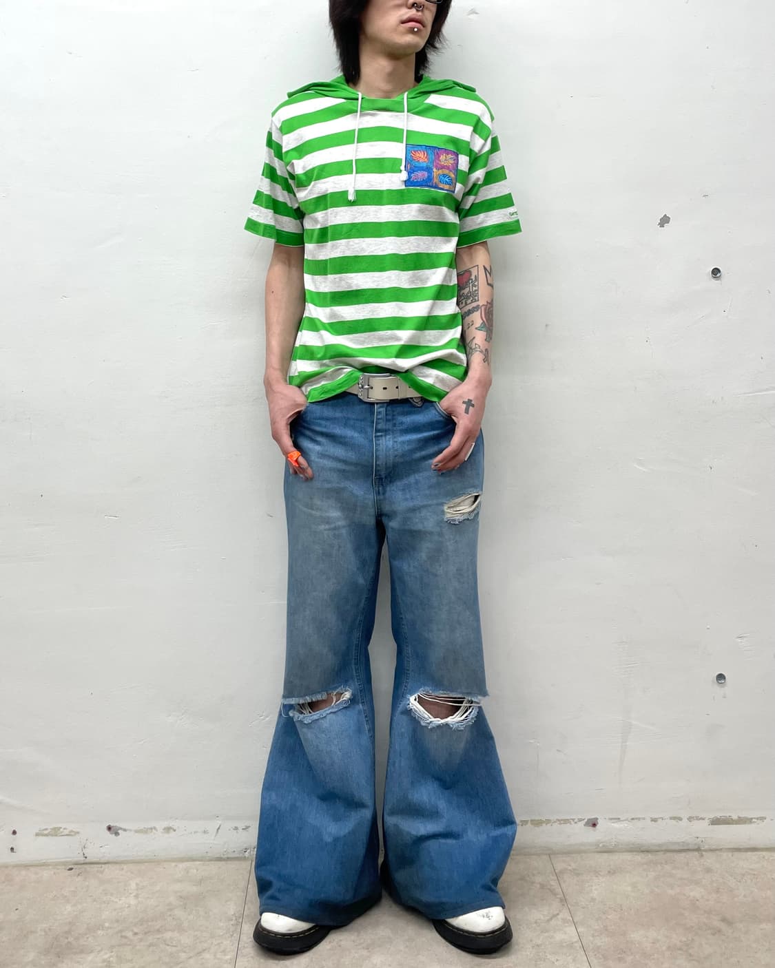 Green Stripe Hoodie T-shirt  상품이미지5