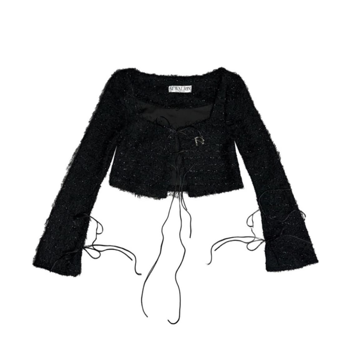 새상품 뉴얼린 트위드 가디건 블랙  상품이미지1