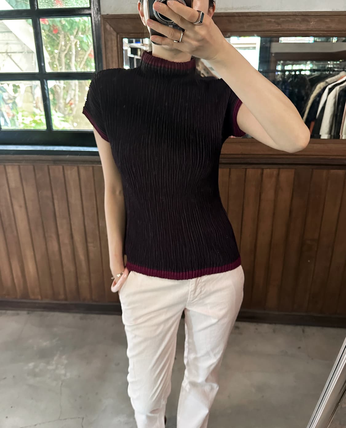JPV short-sleeve pleated mockneck 상품이미지1