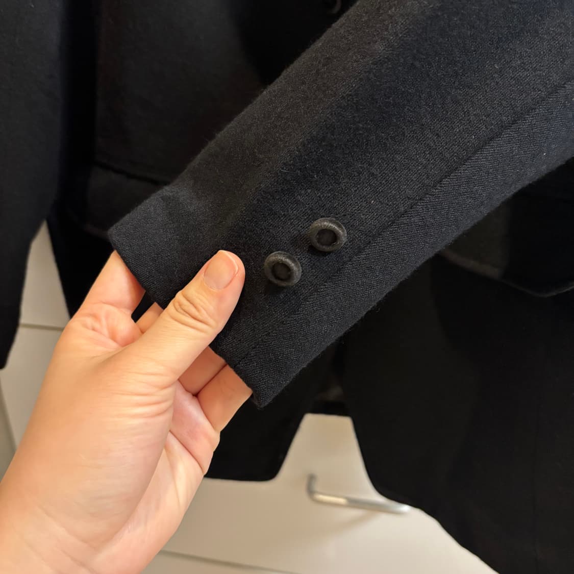 블랙 벨벳 카라 로고 울 핏좋은 자켓 상품이미지6