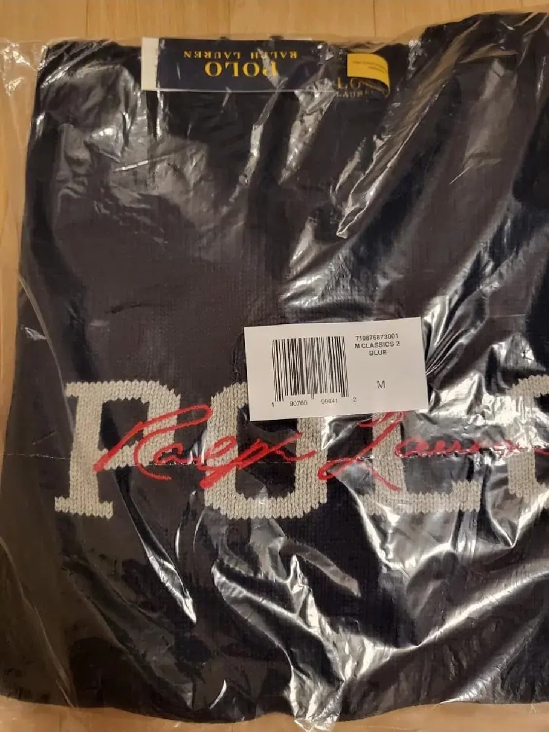 [M] 폴로 랄프로렌 로고 코튼 스웨터 블루 미개봉 새상품 상품이미지3