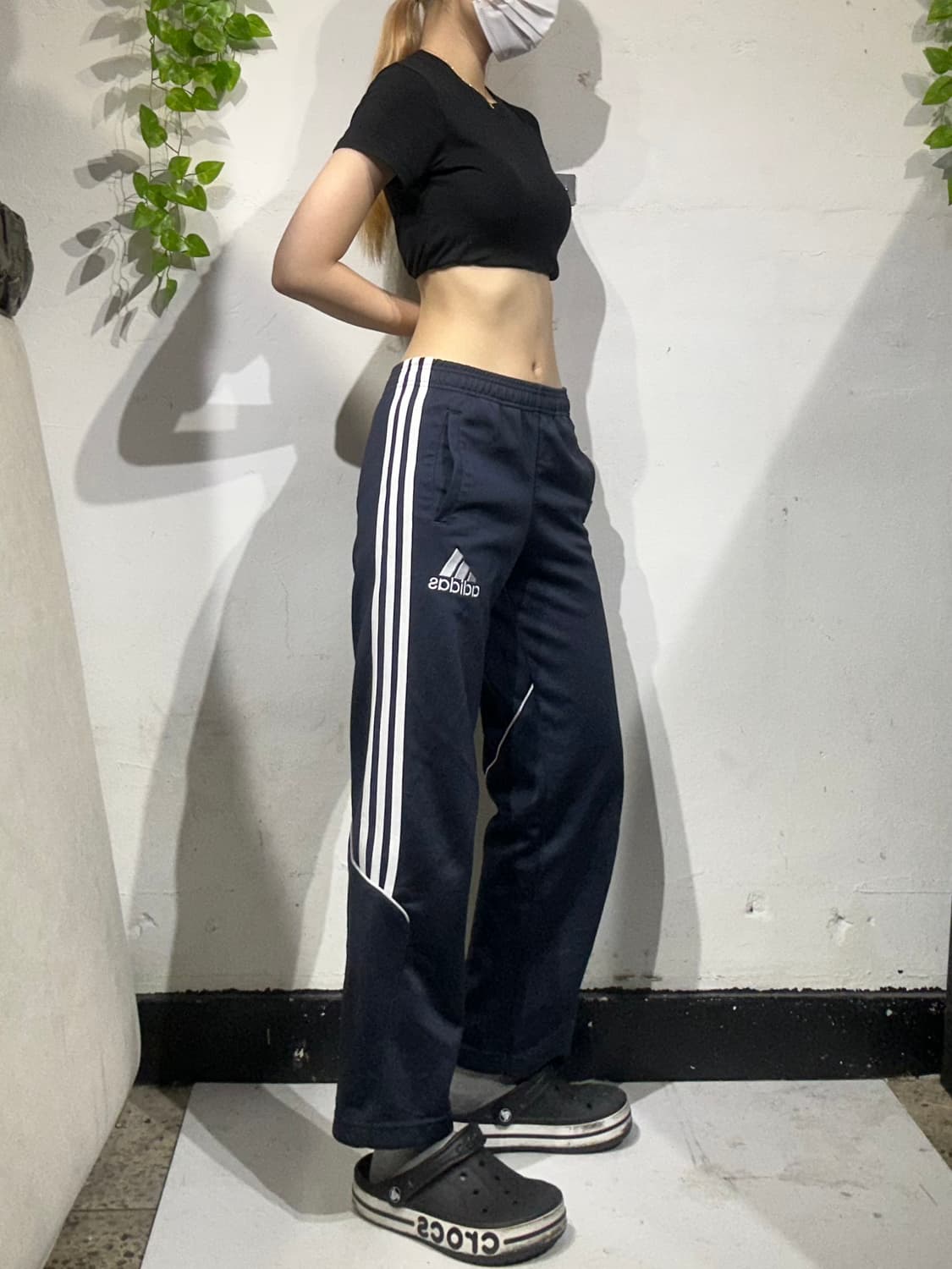 아디다스 네이비 화이트 삼선 와이드 팬츠 S 상품이미지1