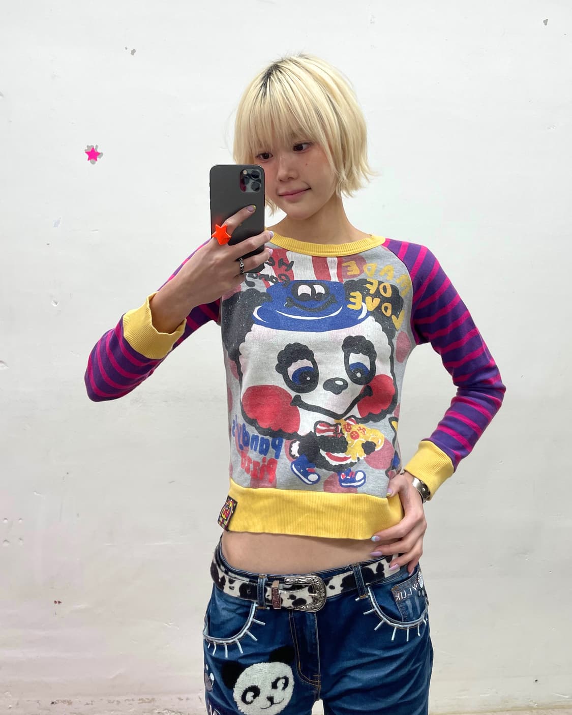 Love Stripe Panda Sweatshirt  상품이미지1