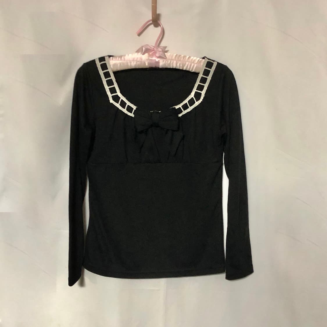 리본 레이스 탑 블랙 상품이미지8