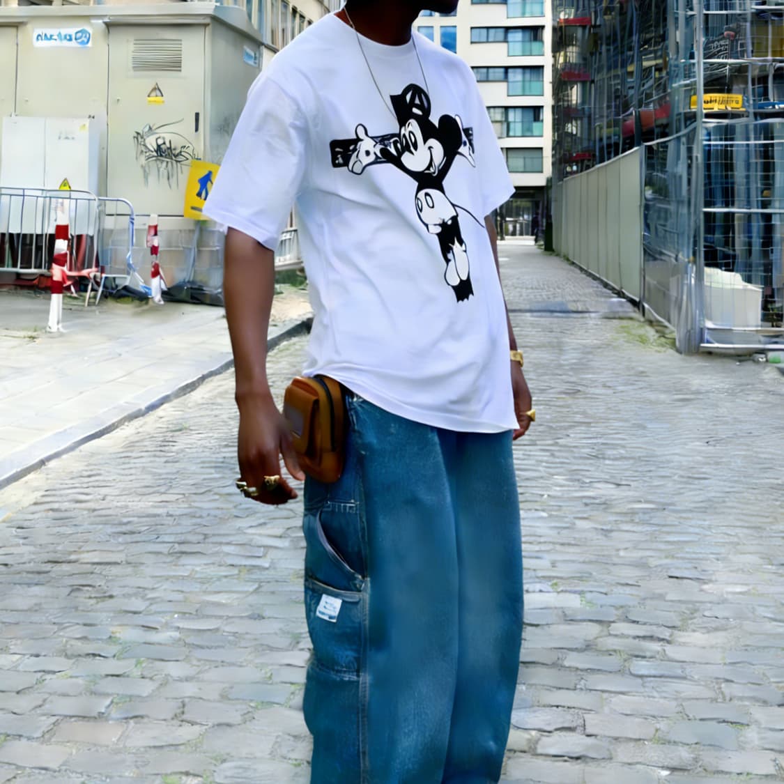 커스텀 미키 프린트 오버사이즈 반팔 상품이미지2