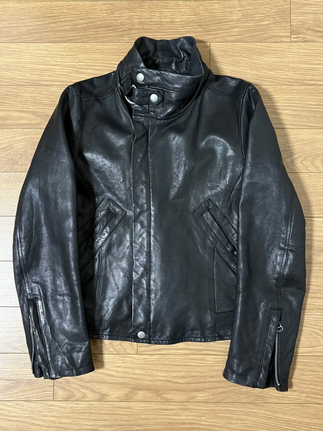 하이넥 레더 자켓 상품이미지1