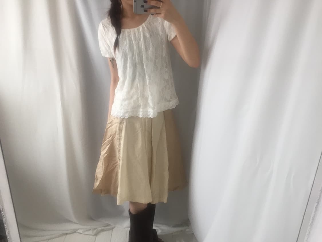 666. yellow beige satin midi SK 상품이미지6