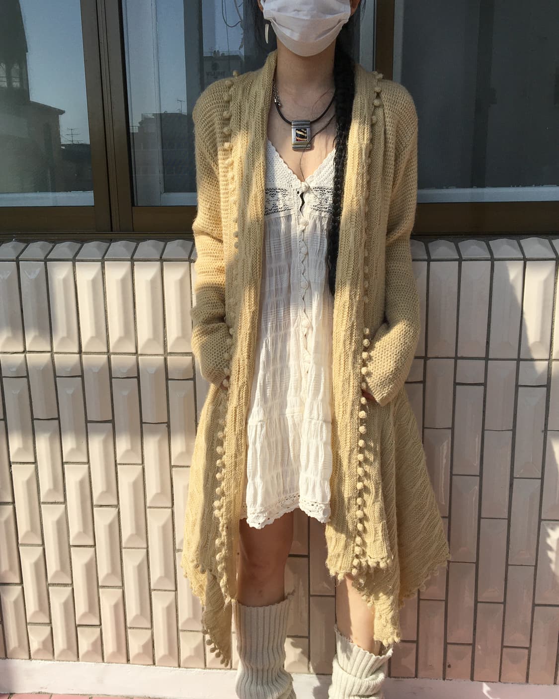 Pom pom unbalanced open knit caridgan 상품이미지6