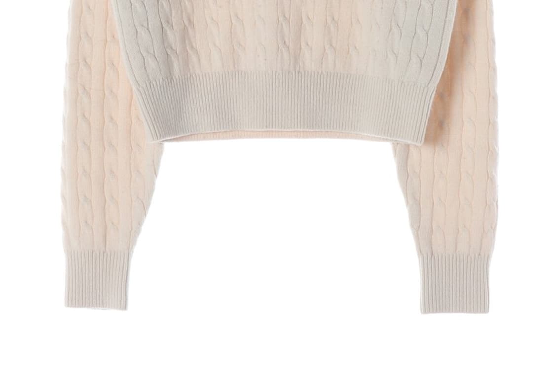 LEE 아이보리 케이블 크롭 니트 M 상품이미지4