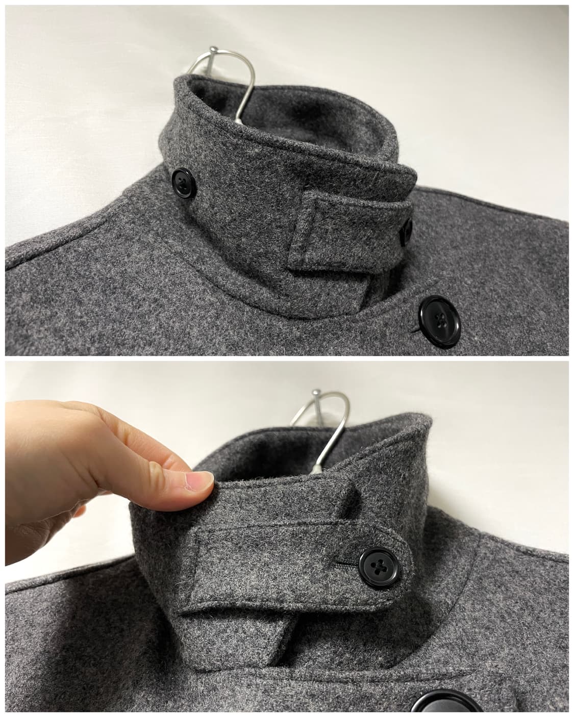 폴로진스 여성 울혼방 더블 피코트 M _ 차콜 상품이미지7