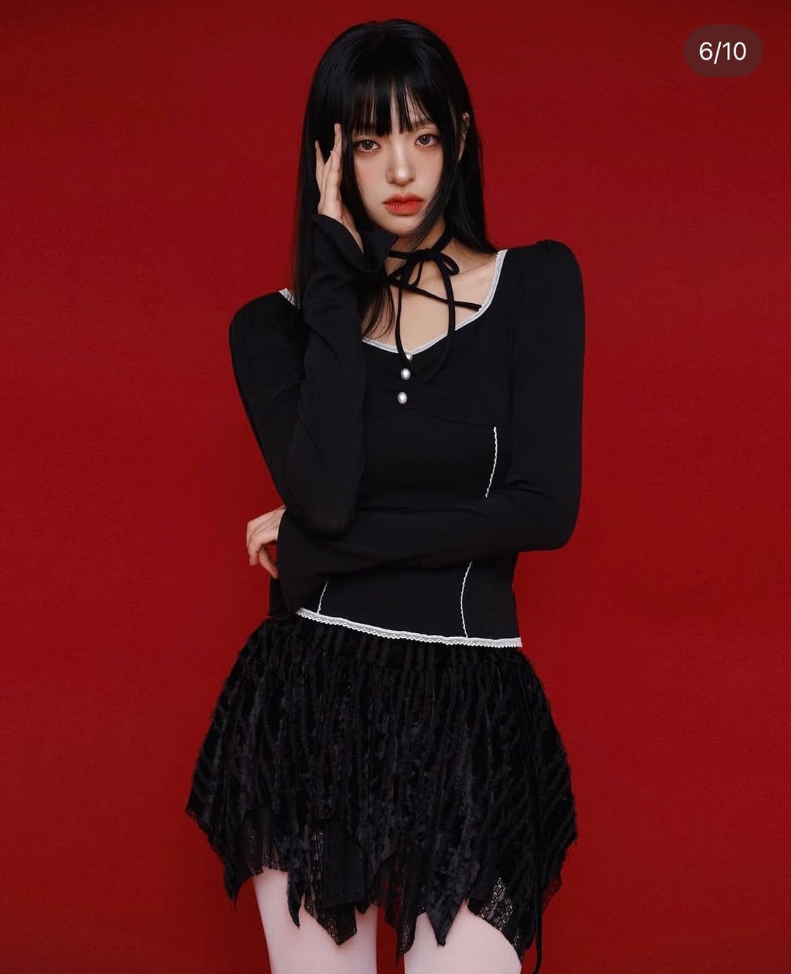 뉴얼린 리즈 셔링 롱스리브 긴팔 티셔츠 블라우스 상품이미지1