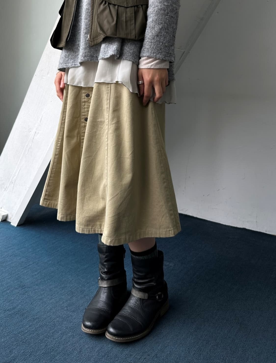 Natural cotton design mid skirt 상품이미지8