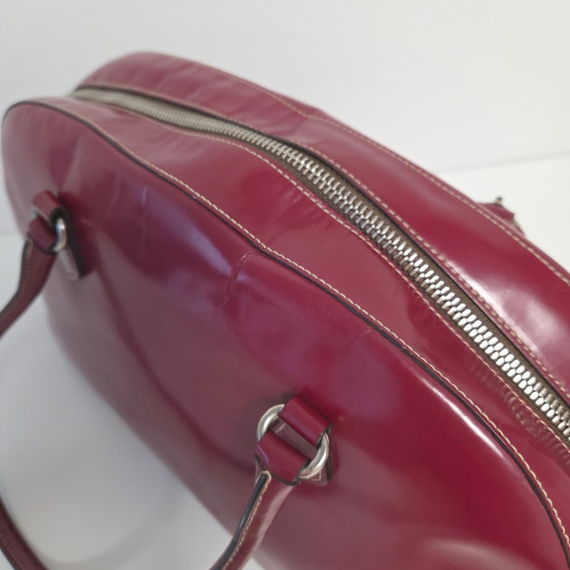 PRADA 프라다 정품 빈티지 은장 무광 숄더백 볼링백 코팅백 y2k 상품이미지7