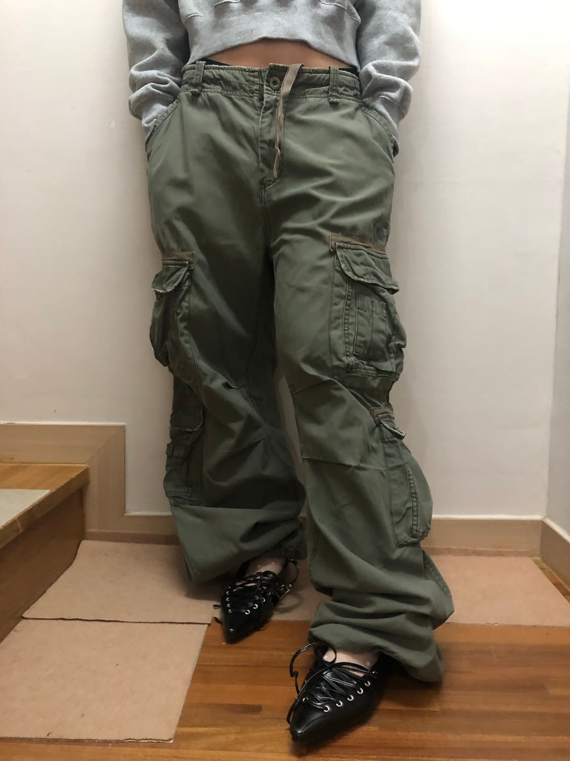 빈티지 카키 카고 팬츠 상품이미지5