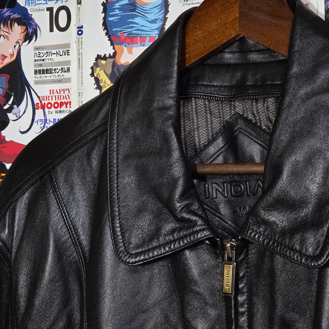 인디안 스트라이프 안감 양가죽 블랙 봄버 자켓 상품이미지3