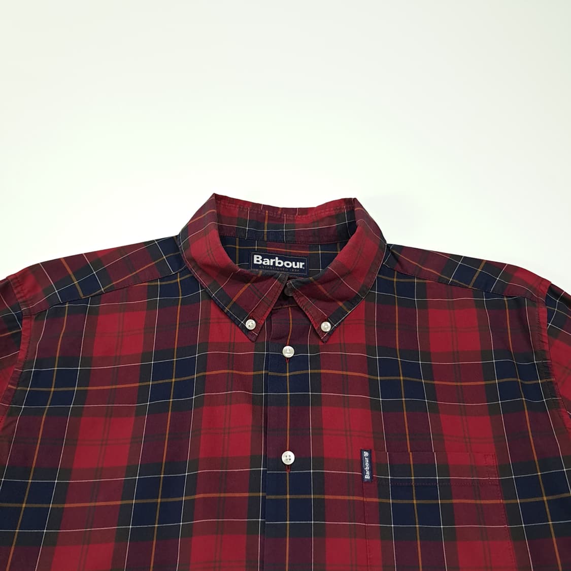 CL373 L 바버 코튼 버튼다운 테일러드핏 레드 셔츠 남방 상품이미지2