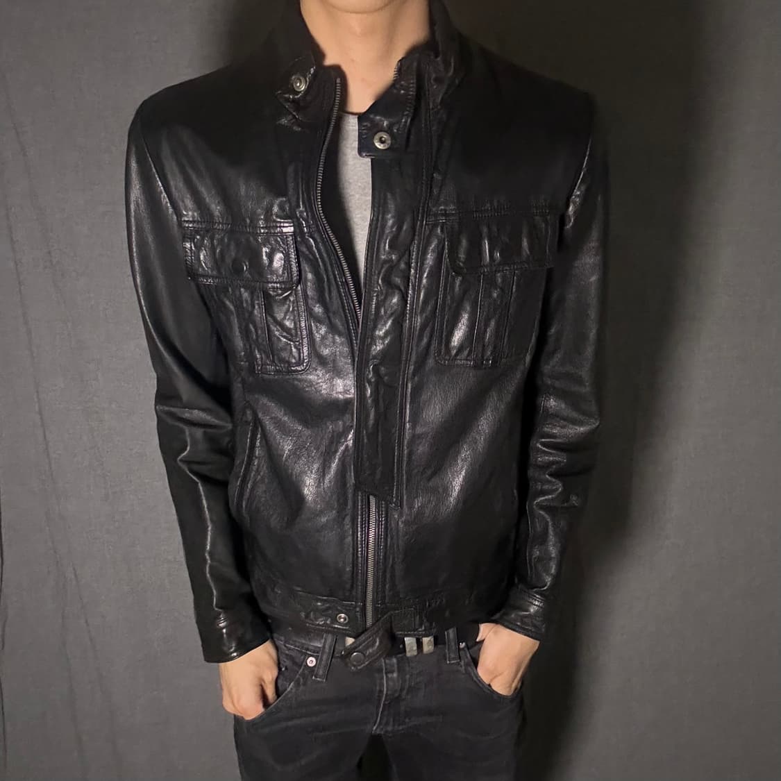 Goat skin pocket leather jacket 상품이미지1