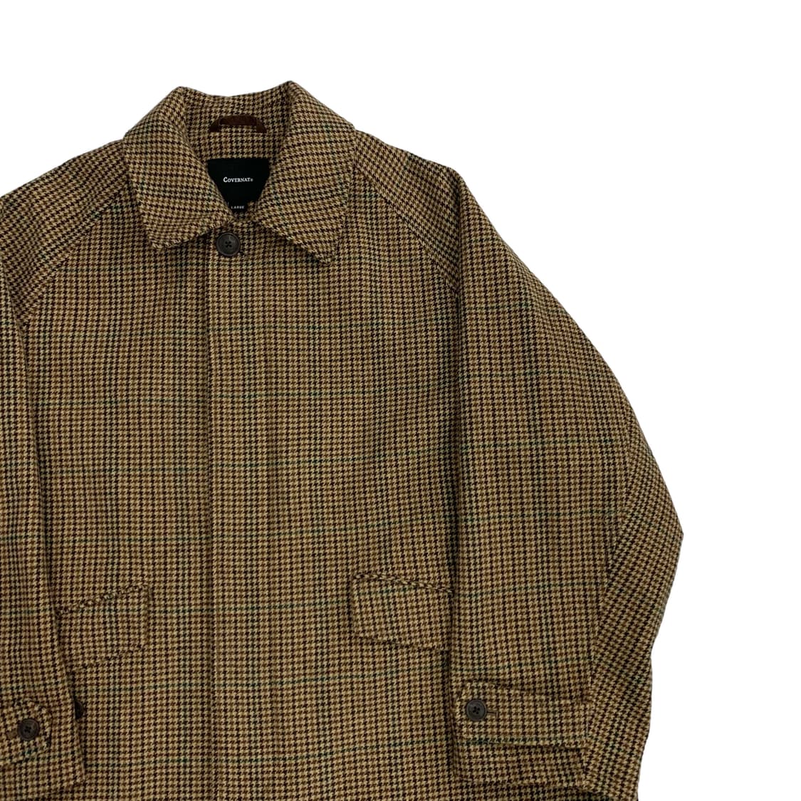 커버낫 브라운 하운드 투스 체크 발마칸 코트 상품이미지2