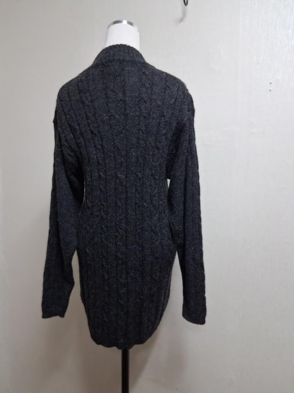 일본수입빈티지 una tina alpaca 진회색 꽈배기 알파카니트 하프 상품이미지2