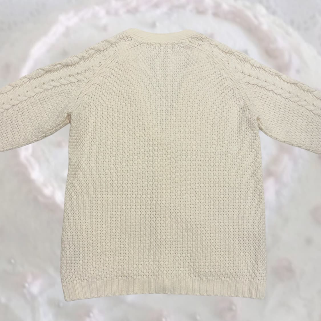 GU 일본 빈티지 아이보리 케이블 루즈핏 가디건 빵단추 스쿨룩 상품이미지4