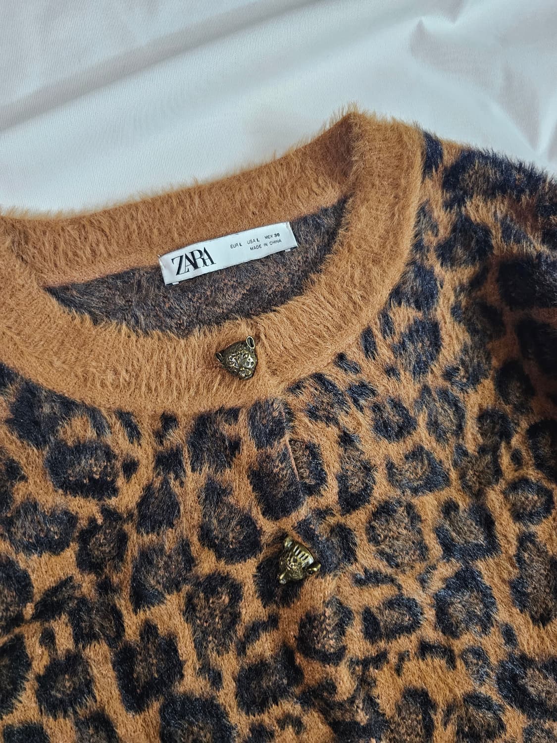 [L] ZARA 자라 애니멀 레오파드 호피 자카드 니트 가디건 상품이미지8