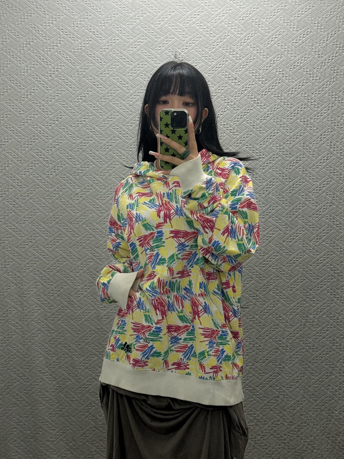 아디다스 올드스쿨 펑크 키치 페인팅 스케치 오버핏 후드티 K0314 상품이미지1