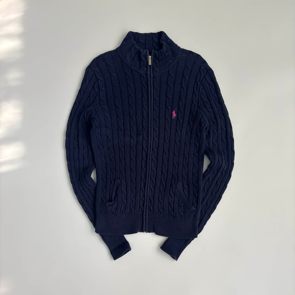 폴로 랄프로렌 네이비 걸즈 케이블 니트 집업(목택분실) 상품이미지2