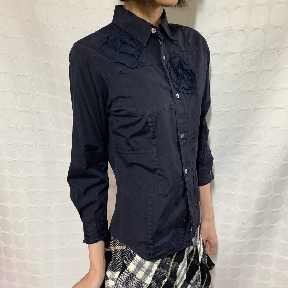 comme des garçons ad2000 장미 딥네이비 셔츠 상품이미지1