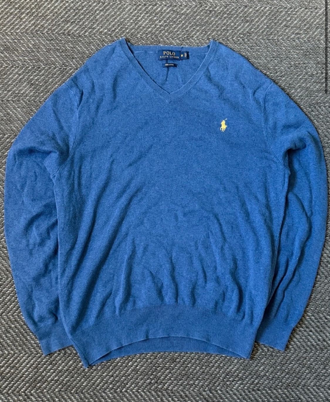 폴로 랄프로렌 V넥 코튼 스웨터 블루 M (105) 상품이미지1