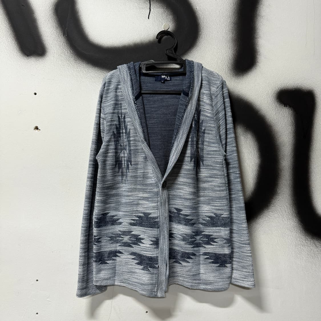 VTG 빈티지 노르딕 나바호 패턴 그런지 후드 니트 가디건 상품이미지1