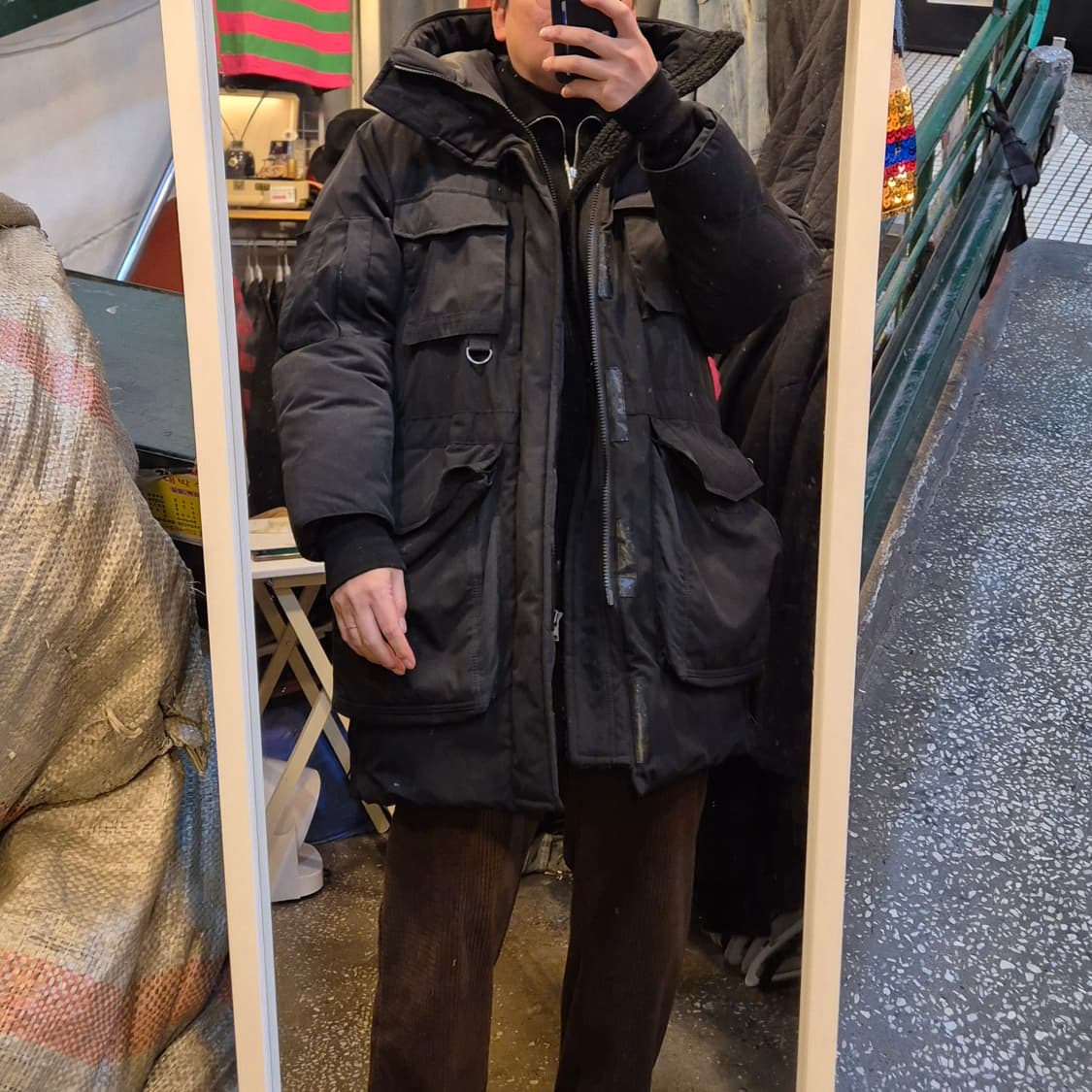 M~L(착샷잇음) 블랙 거위털 후드점퍼  상품이미지4