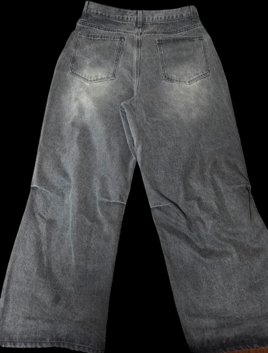 llud Wide Front Tuck Denim Pants Black L 상품이미지6