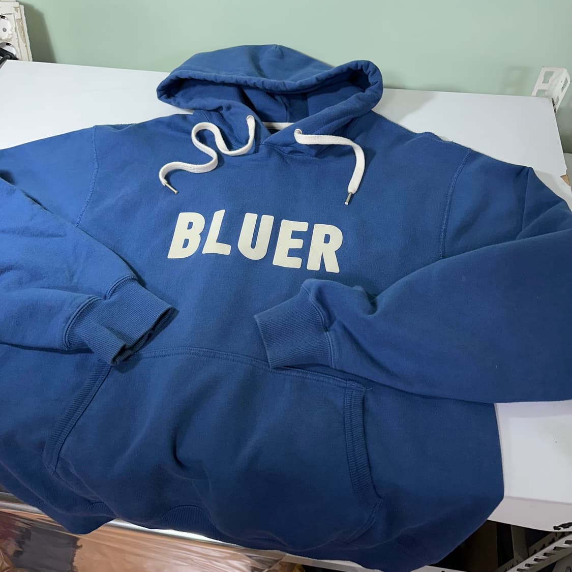 L 네이머클로딩 BLUER로고 스카이네이비 스웻후드티 상품이미지4