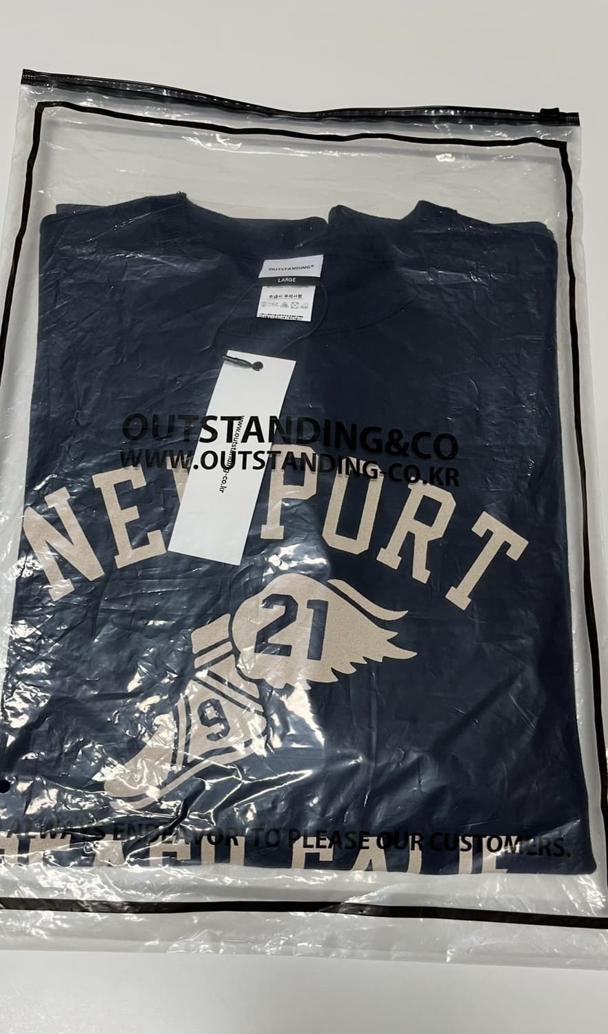 [새상품]아웃스탠딩 헤비웨이트 반팔티 L 다크네이비 상품이미지5