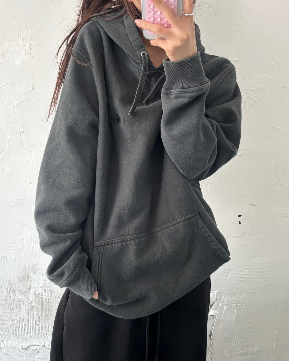 Stussy 스투시 차콜 컬러 코튼 후드티 상품이미지2