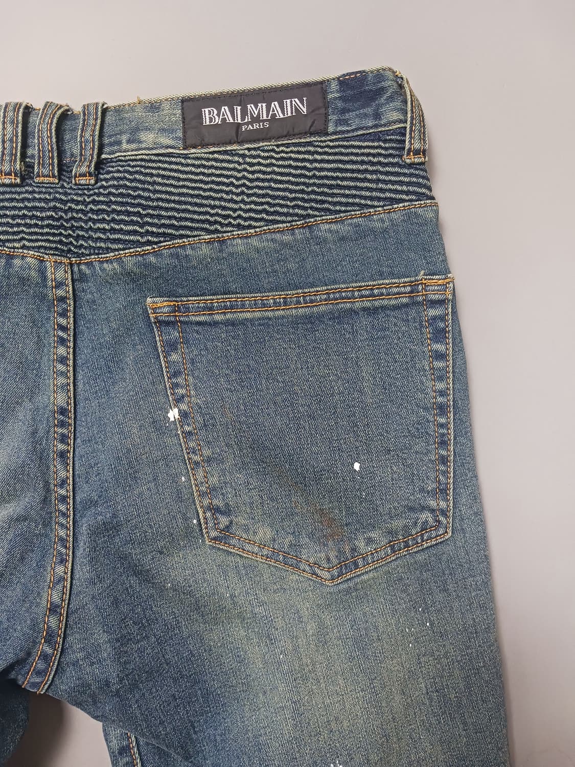 [34] 발망 화이트페인팅 바이커진 청바지 상품이미지9