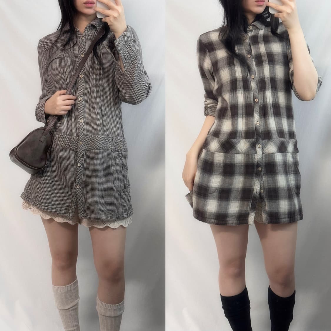 양면 체크 셔츠 원피스 상품이미지1