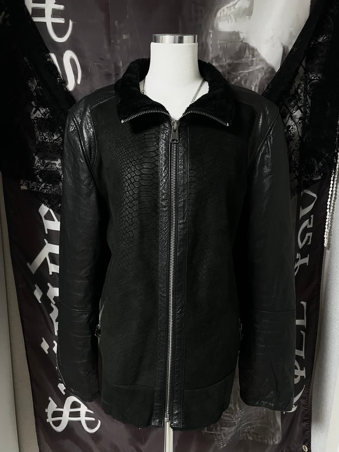 Black leather mustang 릭오웬스하이엔드깔빈티지자켓무스탕 상품이미지1