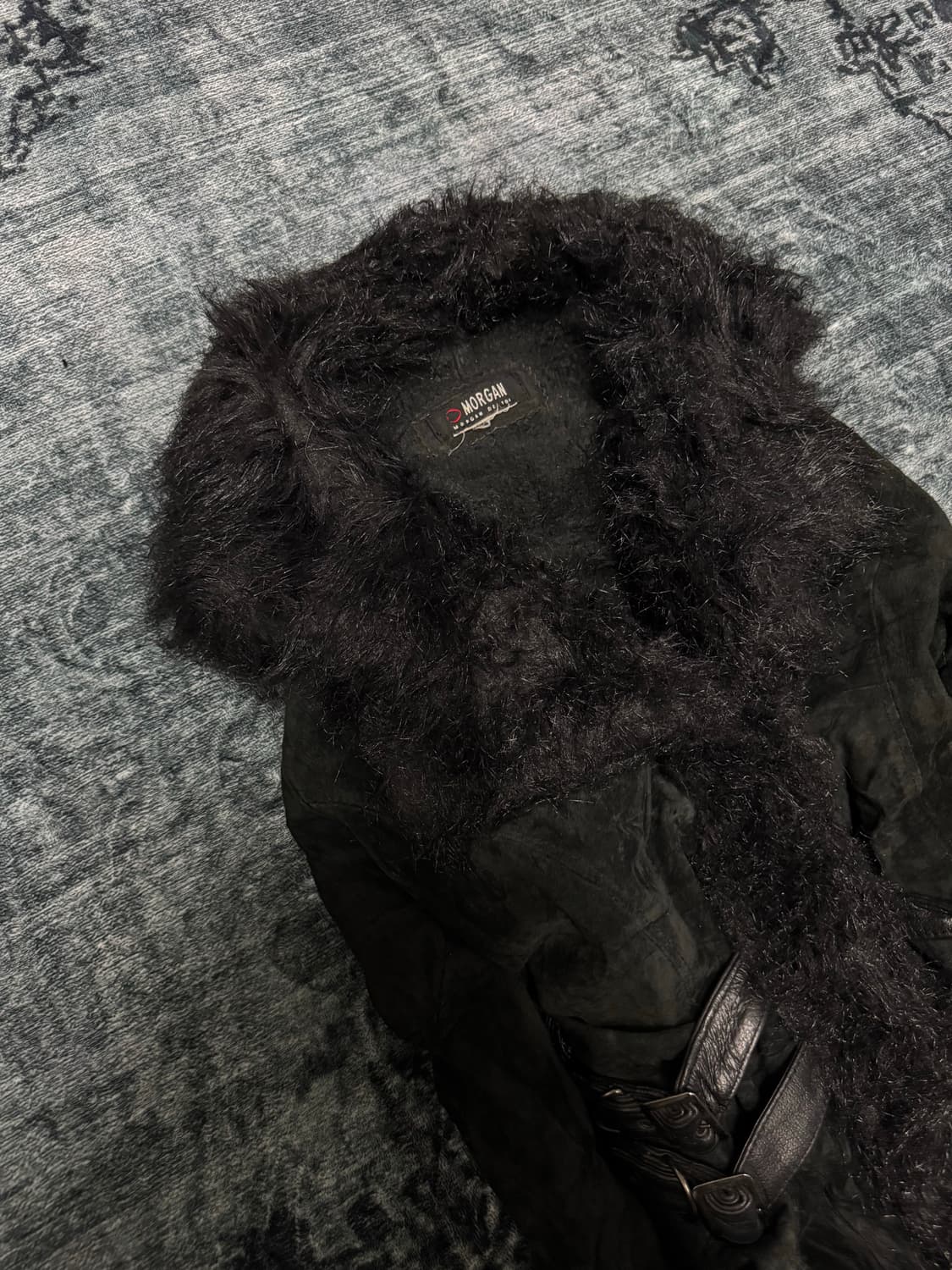 Morgan 00s belted shearing fur swede coa 상품이미지2