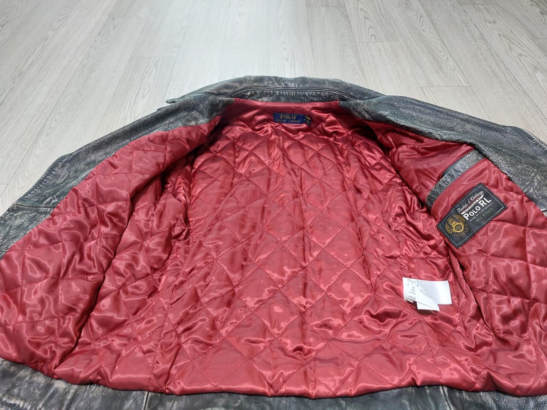 폴로 랄프로렌 레더 바이커 라이더 카우하이드 오일클로스 가죽자켓 M 상품이미지3