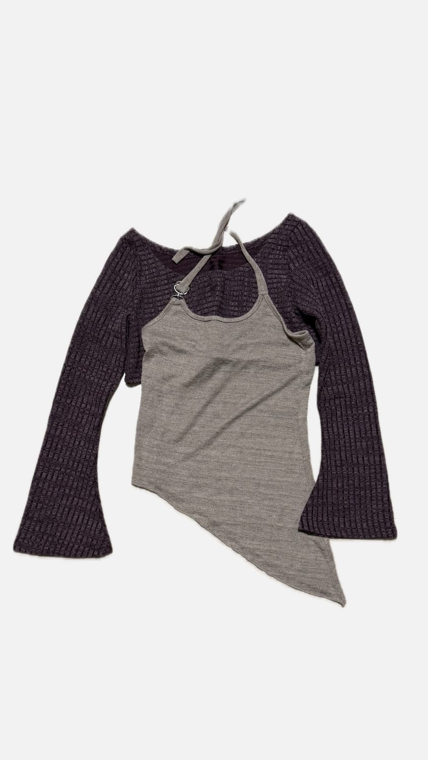 언발 홀터 나시+크롭 니트 set 상품이미지1