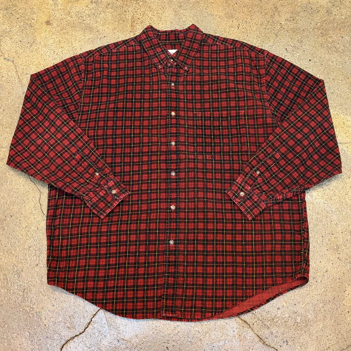 새상품급 미국 빈티지 에디바우어 코듀로이 골덴 체크 셔츠 상품이미지1