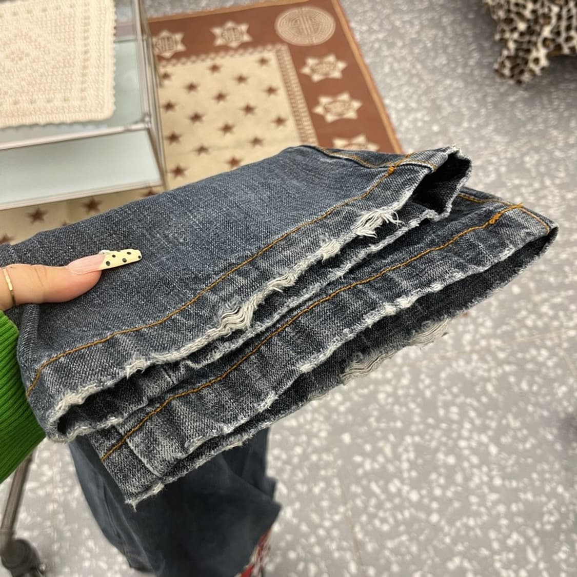 에비수 펑크 키치 하운드체크 포켓 데님팬츠 36인치 C09882 상품이미지8