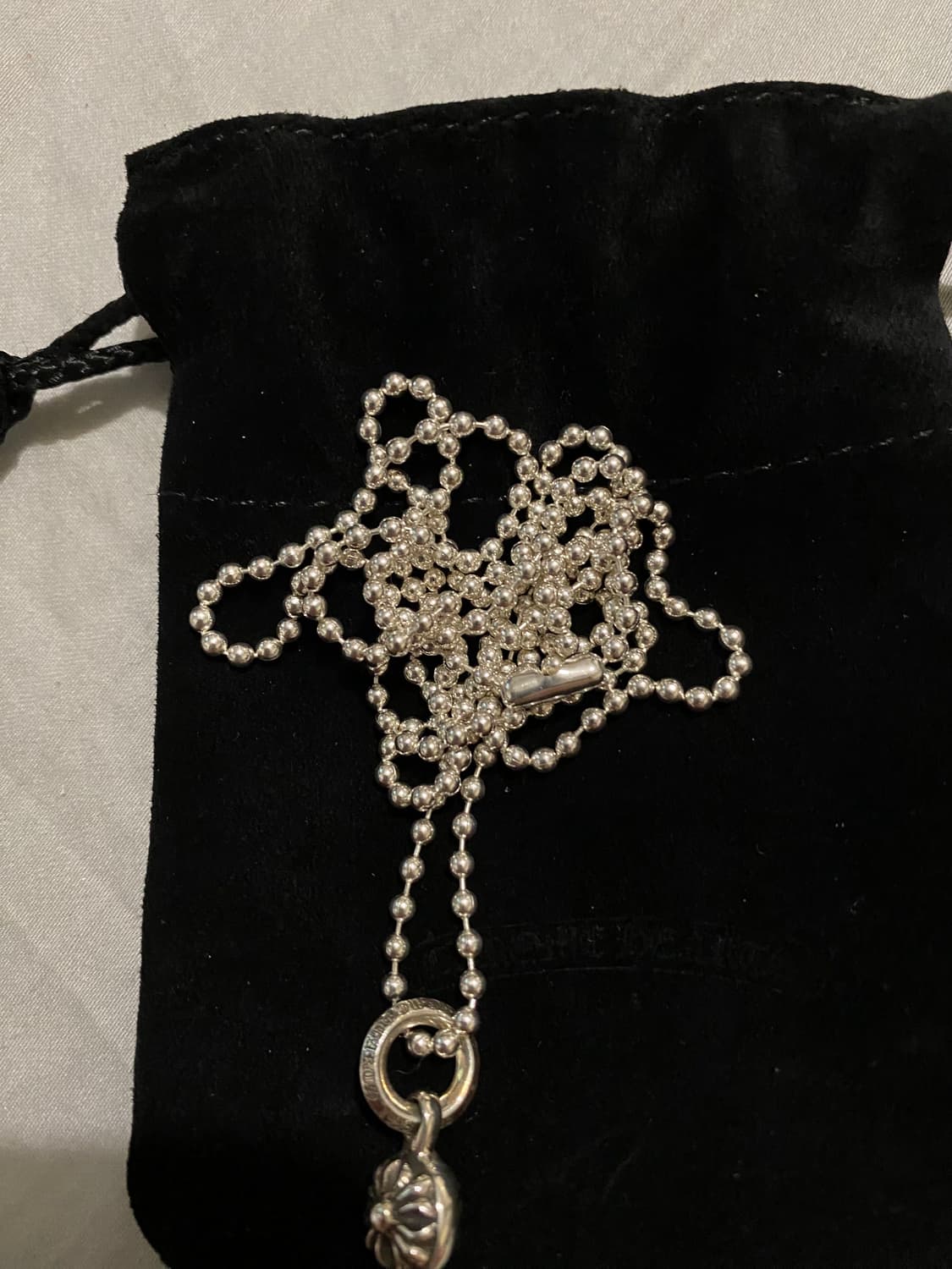 [OS] 크롬하츠 원볼 타이니 크로스 30인치 실버 볼체인 목걸이 상품이미지3