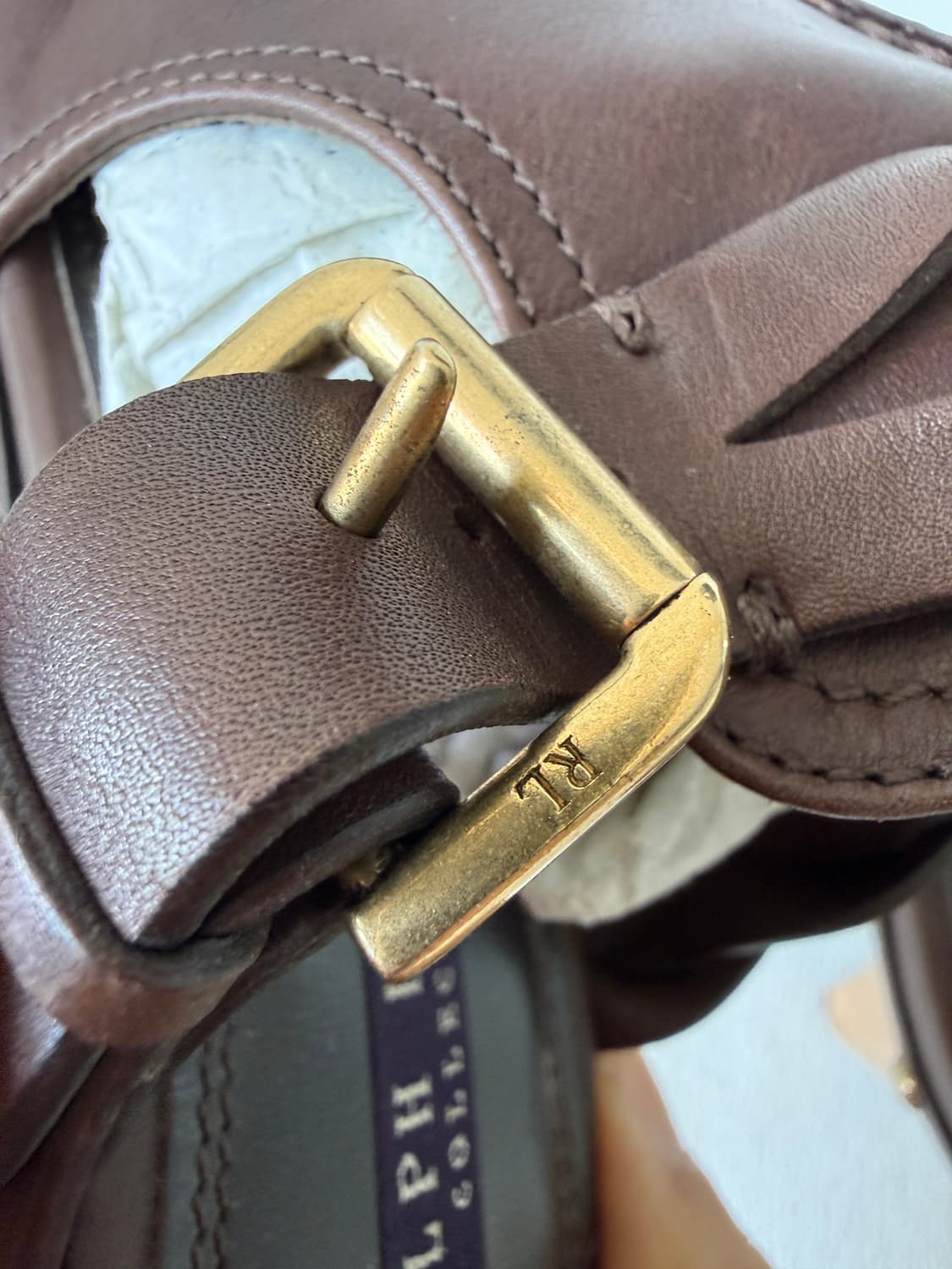 [6.5B]랄프로렌(Ralph Lauren) 레더 우드굽 힐(ITALY) 상품이미지6