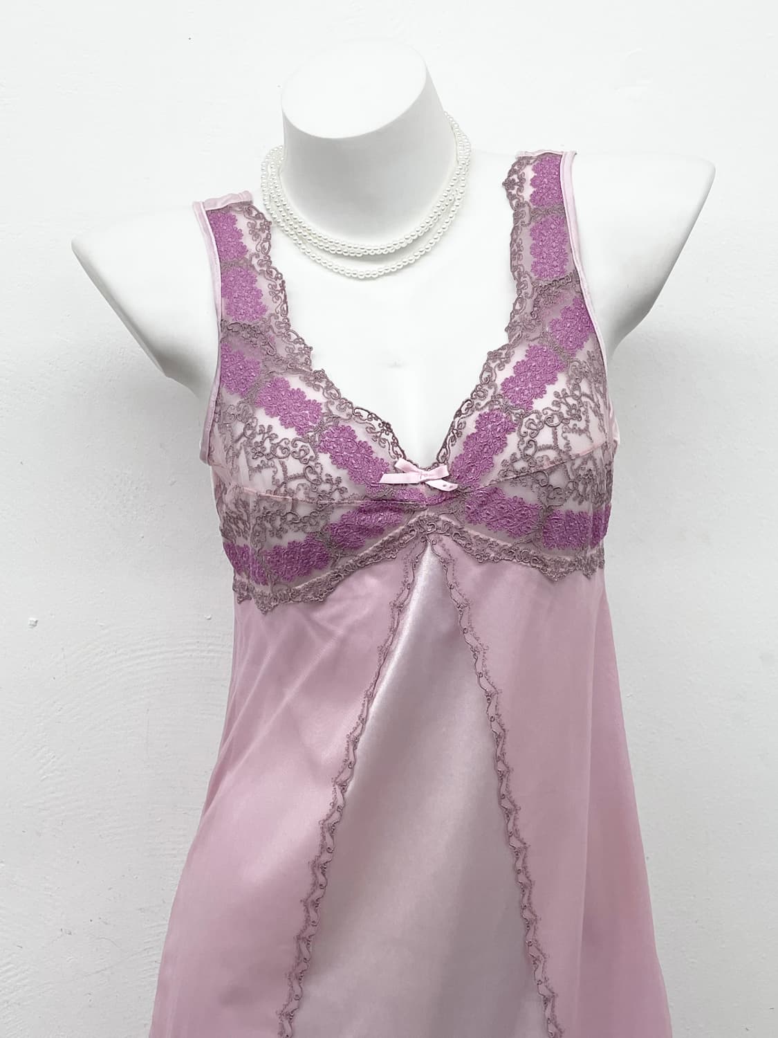 핑크 자수 레이어드 슬립 상품이미지2