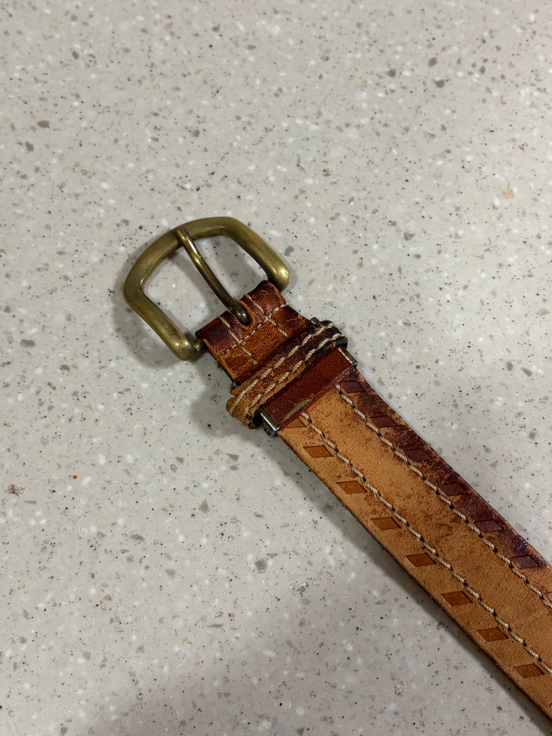 빈티지 브라스 웨스턴 싱글핀 레더 벨트 상품이미지2