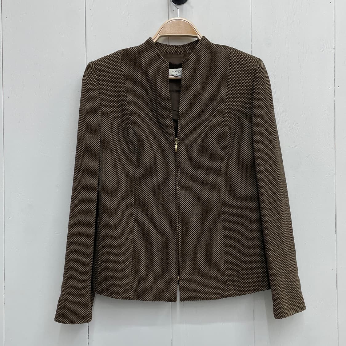 마리나리날디 브라운 패턴 울 100% 집업 자켓 상품이미지3