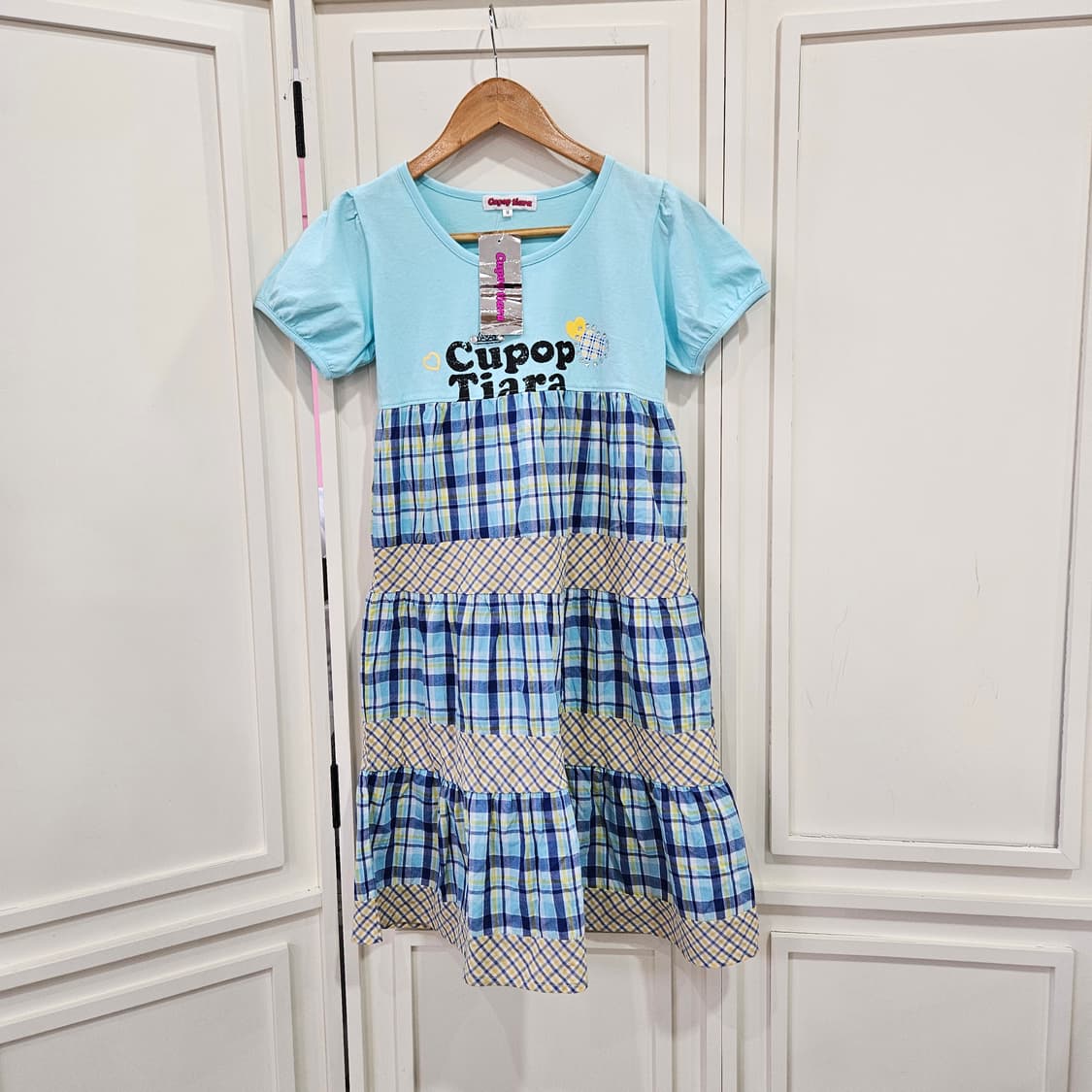 체크 믹스 원피스 상품이미지1